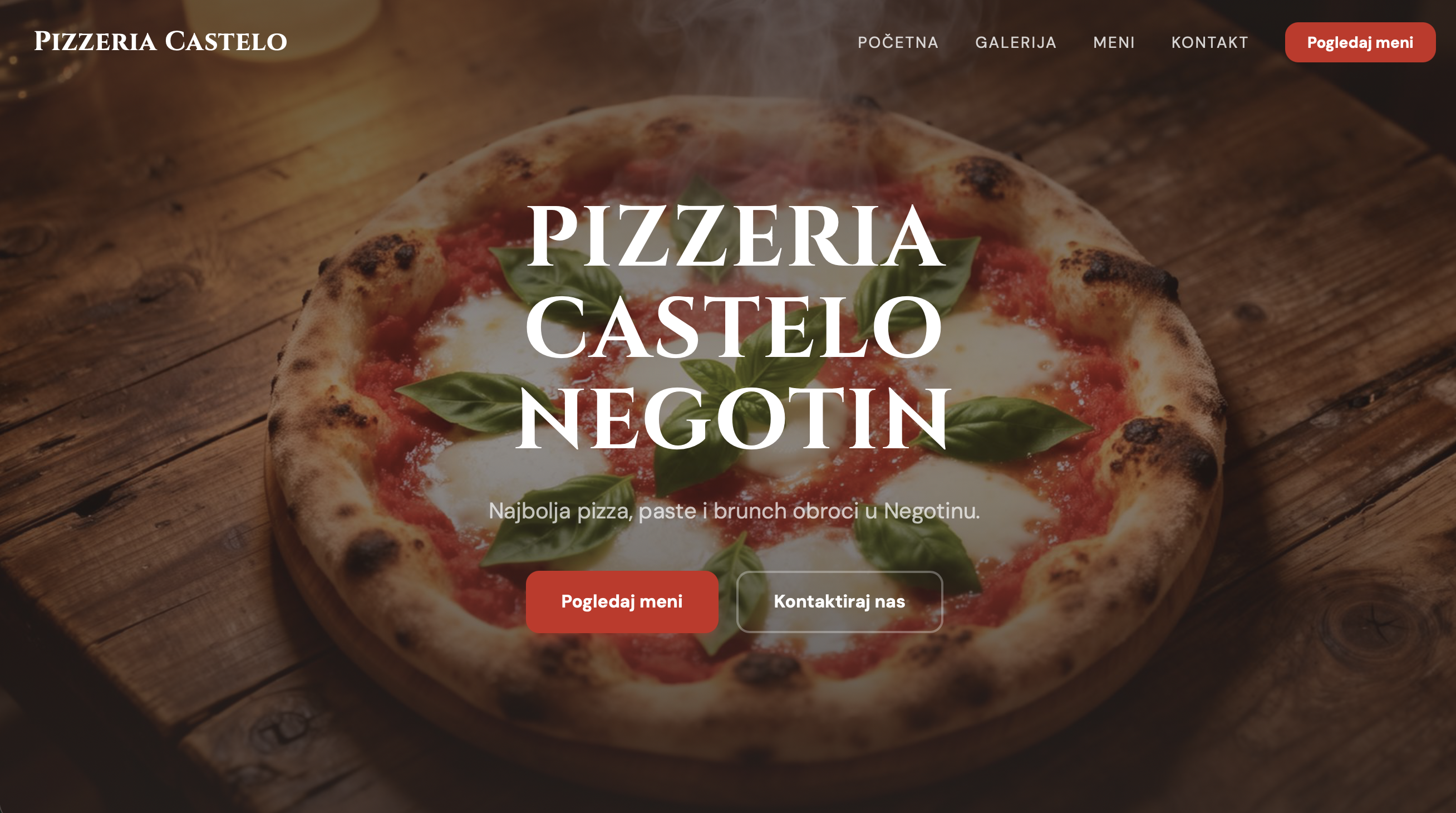 Pizzeria Castelo website hero section